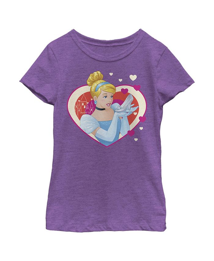 Disney Girl's Cinderella Valentine Glass Slipper Child T-Shirt