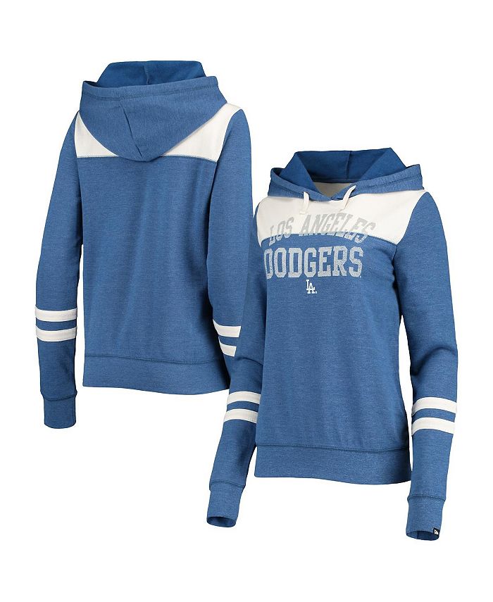 New Era Women's Heathered Royal, White Los Angeles Dodgers Colorblock Tri-Blend Pullover Hoodie