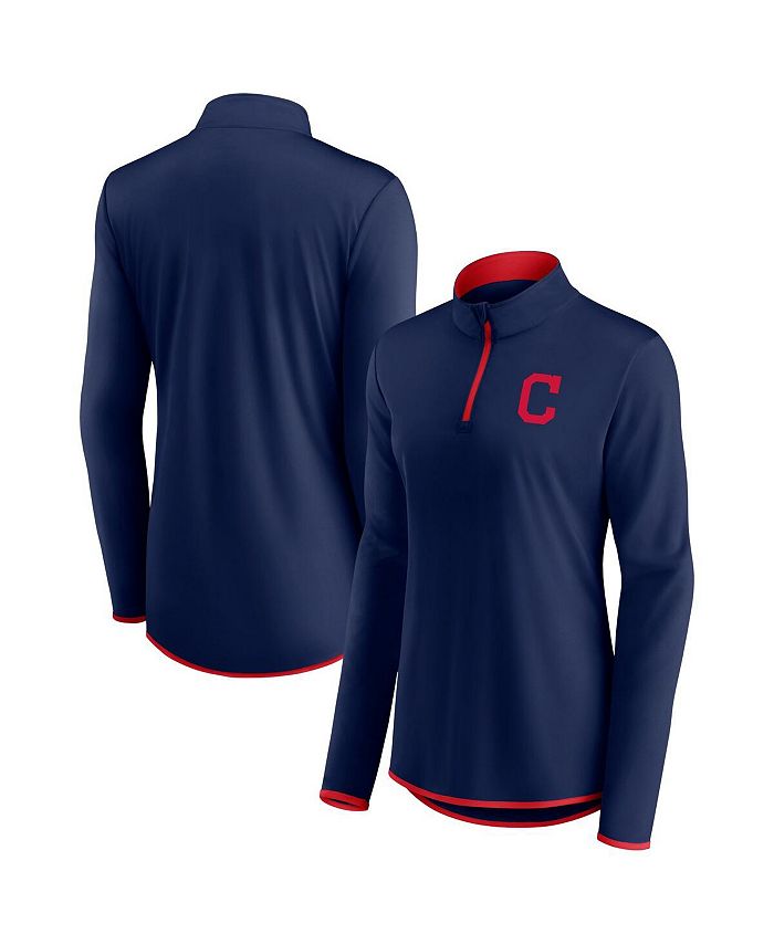 Fanatics Women's Branded Navy, Red Cleveland Indians Primary Logo Quarter-Zip Jacket