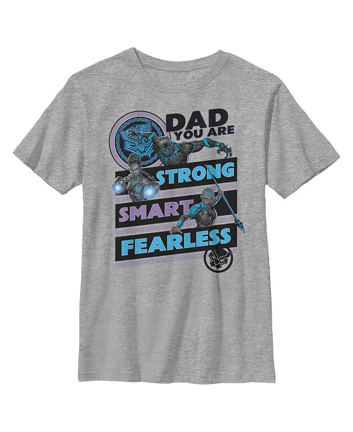 Marvel Boy's Black Panther Dad You are Strong Smart Fearless Child T-Shirt