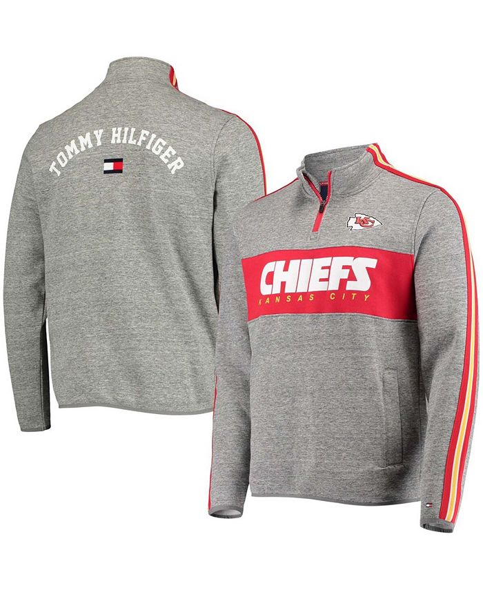 Tommy Hilfiger Men's Heathered Gray Kansas City Chiefs Mario Quarter-Zip Jacket