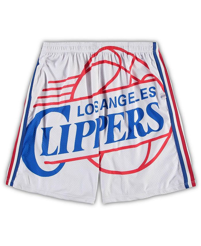 Mitchell & Ness Men's White LA Clippers Big and Tall Hardwood Classics Big Face 2.0 Shorts