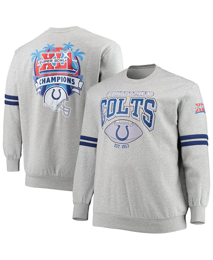 Mitchell & Ness Men's Heathered Gray Indianapolis Colts Big and Tall Allover Print Pullover Sweatshirt