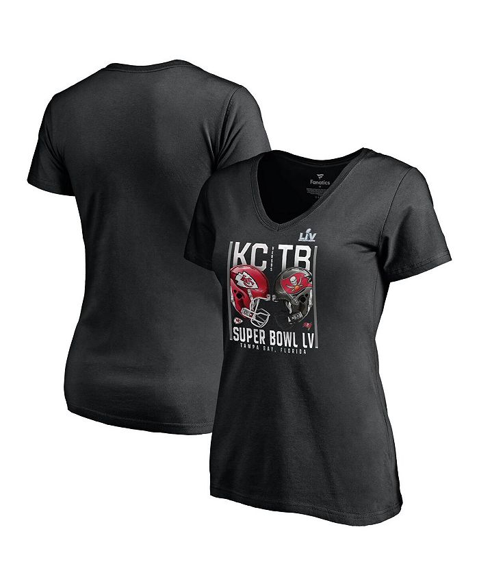 Fanatics Women's Branded Black Tampa Bay Buccaneers vs. Kansas City Chiefs Super Bowl LV Matchup Plus Size Play Clock V-Neck T-shirt