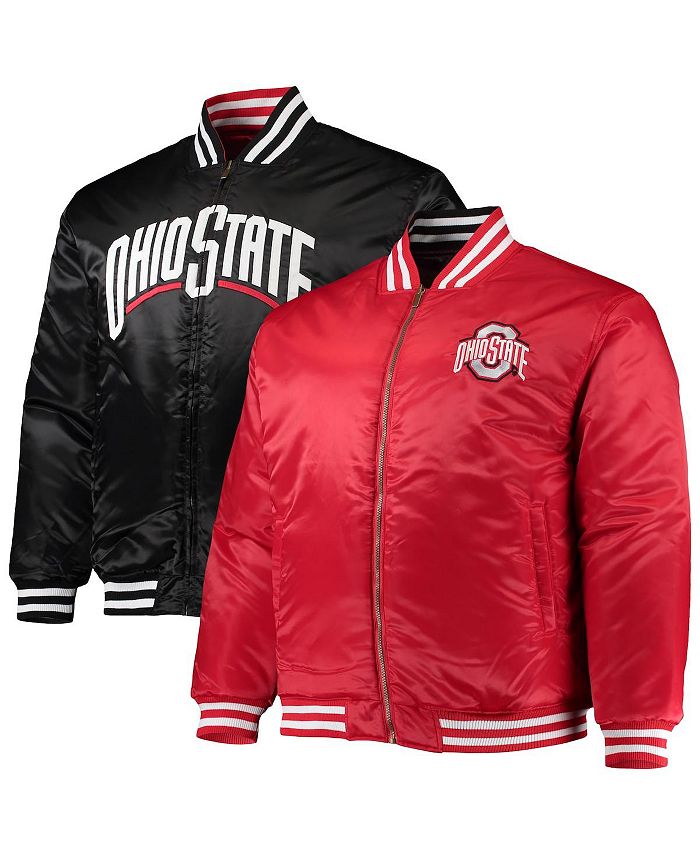 Profile Men's Scarlet, Black Ohio State Buckeyes Big and Tall Reversible Satin Full-Zip Jacket