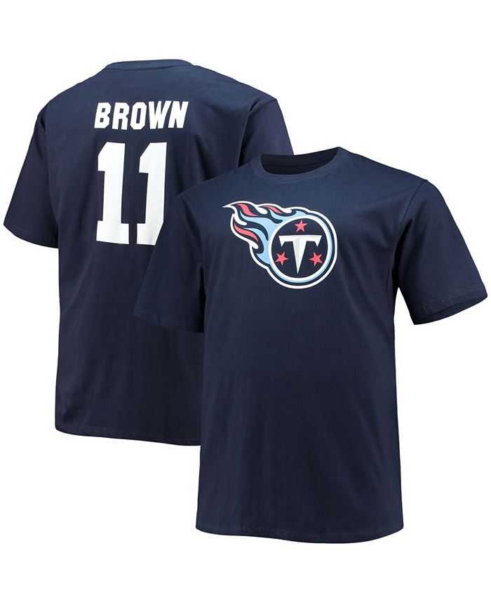 Fanatics Men's Big and Tall AJ Brown Navy Tennessee Titans Player Name Number T-shirt