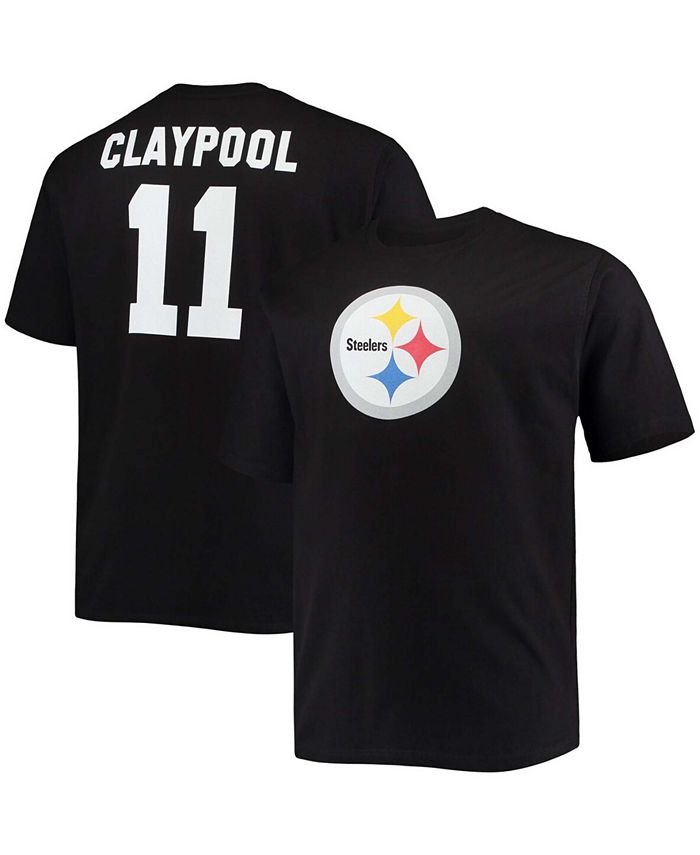 Fanatics Men's Big and Tall Chase Claypool Black Pittsburgh Steelers Player Name Number T-shirt