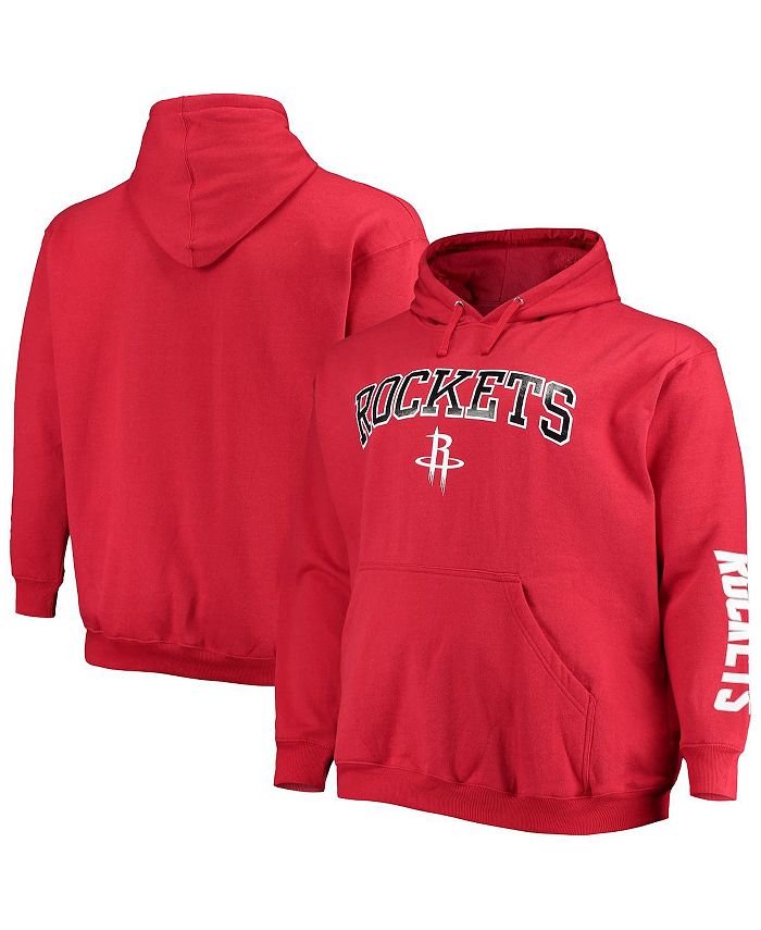 Fanatics Men's Branded Red Houston Rockets Big and Tall Team Wordmark Pullover Hoodie