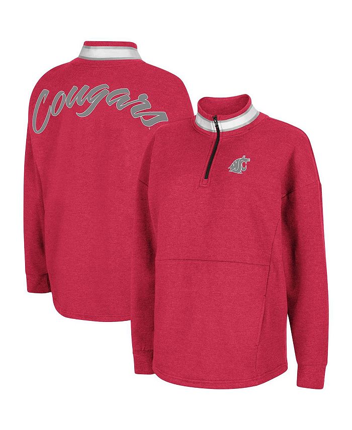 Colosseum Women's Crimson Washington State Cougars Alice 2-Hit Fleece Quarter-Zip Jacket