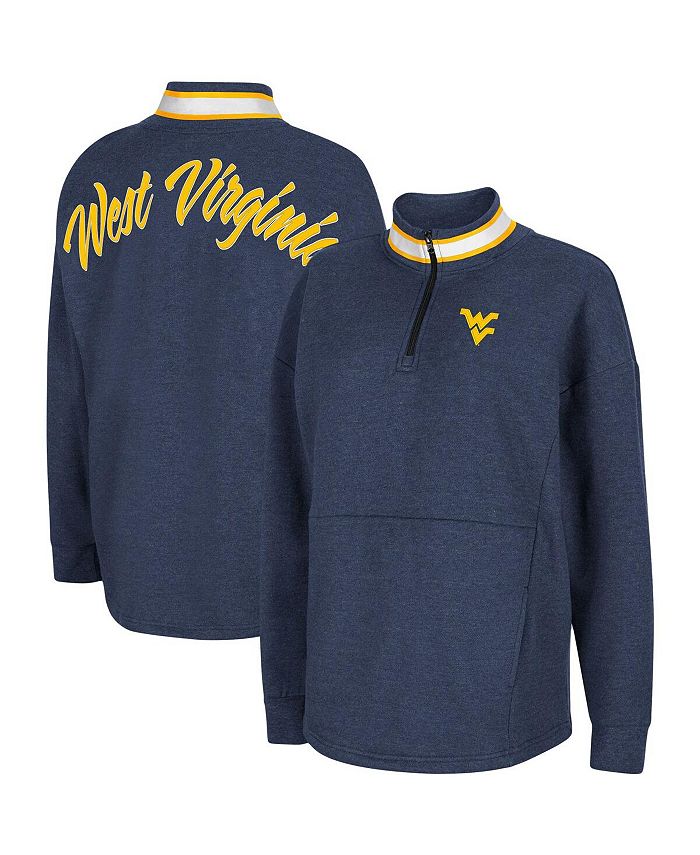 Colosseum Women's Heathered Navy West Virginia Mountaineers Alice 2-Hit Fleece Quarter-Zip Jacket