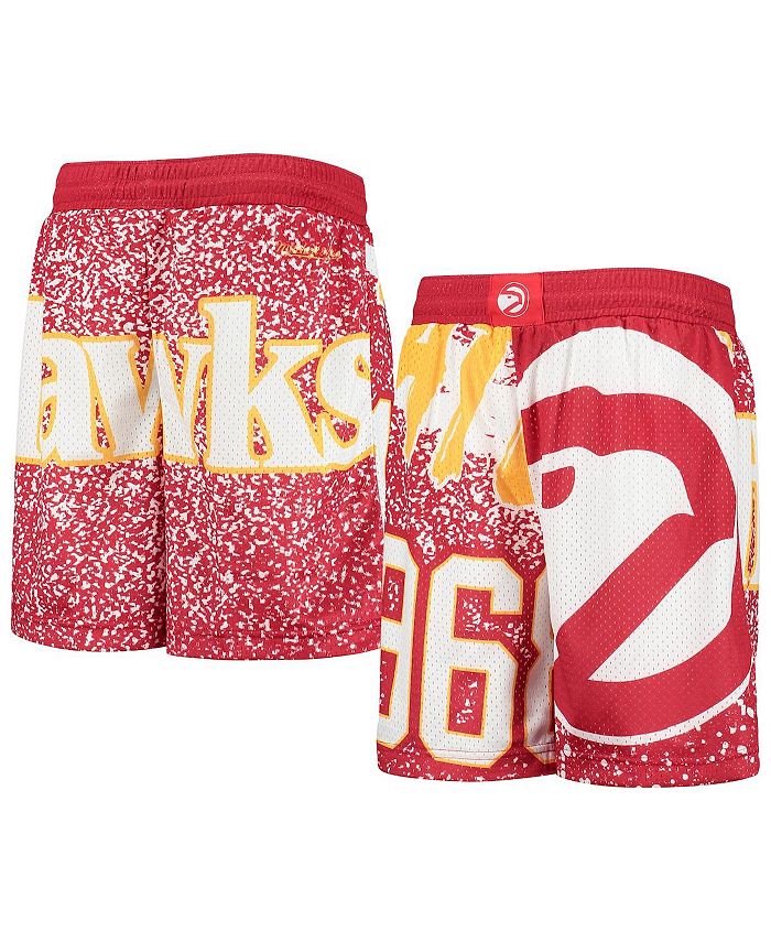 Mitchell & Ness Big Boys Red Atlanta Hawks Hardwood Classics Jumbotron Shorts