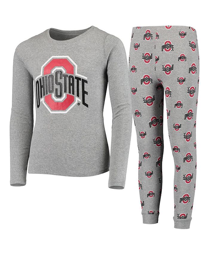 Outerstuff Big Boys Heathered Gray Ohio State Buckeyes Long Sleeve T-shirt and Pants Sleep Set