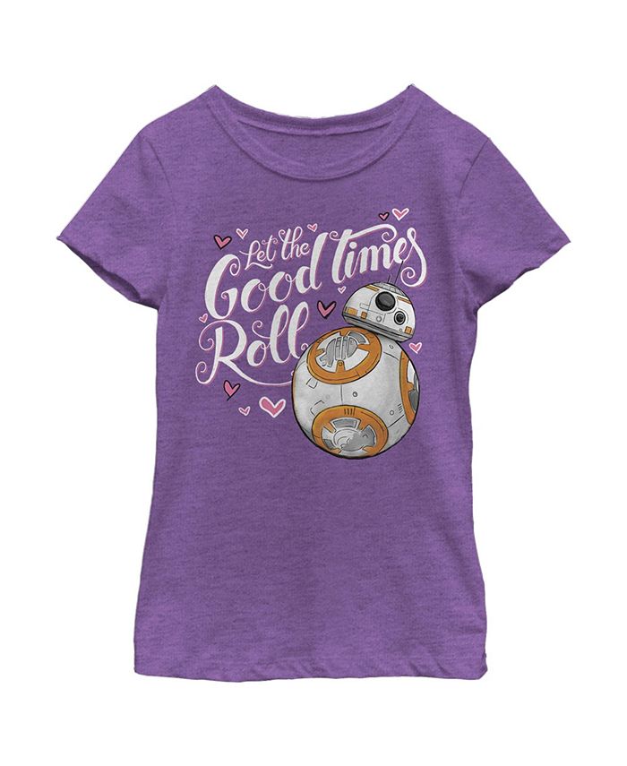 Disney Lucasfilm Girl's Star Wars The Force Awakens Valentine BB-8 Good Times Roll Child T-Shirt