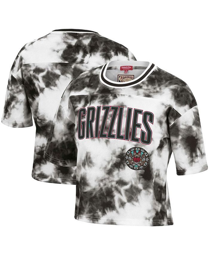Mitchell & Ness Women's Black and White Vancouver Grizzlies Hardwood Classics Tie-Dye Cropped T-shirt