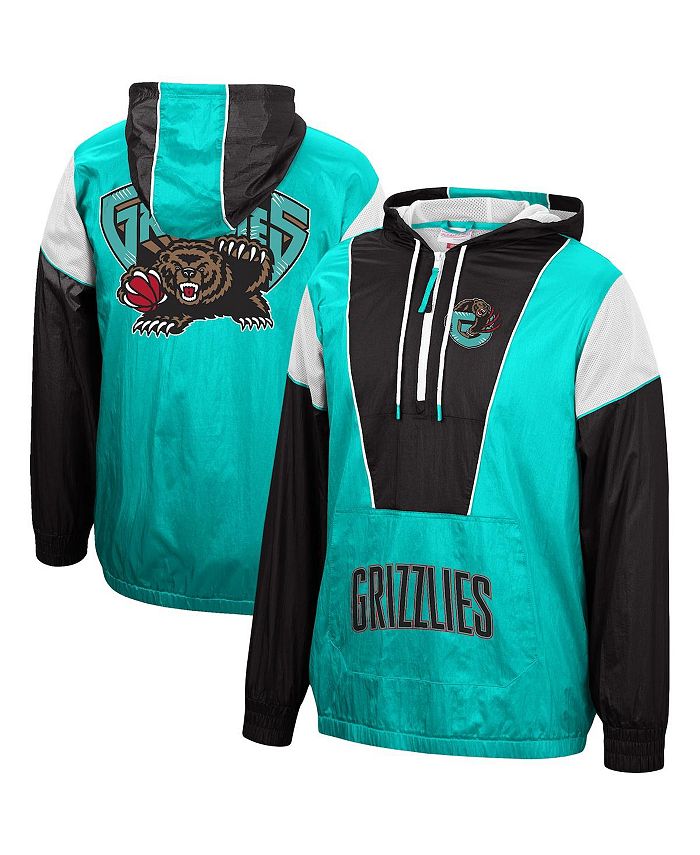 Mitchell & Ness Men's Turquoise, Black Vancouver Grizzlies Hardwood Classics Highlight Reel Windbreaker Half-Zip Hoodie Jacket