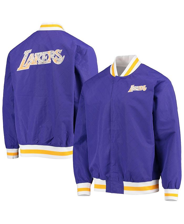 Mitchell & Ness Men's Los Angeles Lakers Purple Hardwood Classics 75th Anniversary Authentic Warmup Full-Snap Jacket