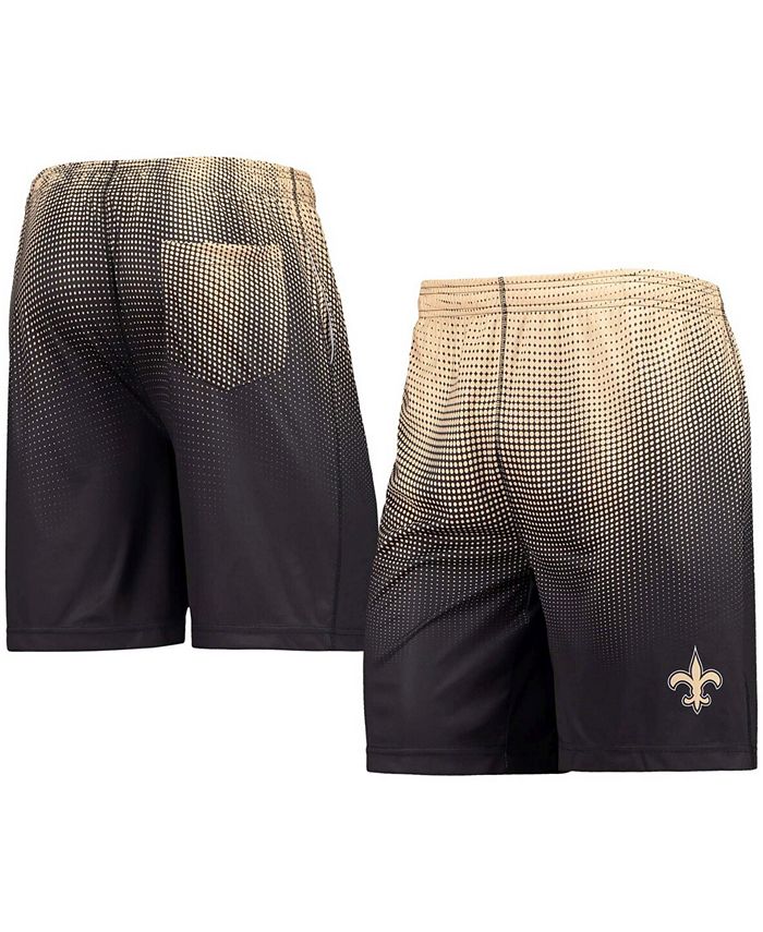 FOCO Men's Black and Gold New Orleans Saints Pixel Gradient Training Shorts