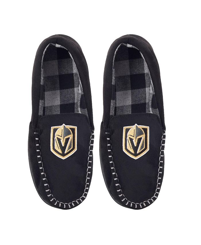 FOCO Men's Vegas Golden Knights Team Logo Flannel Moccasin Slippers