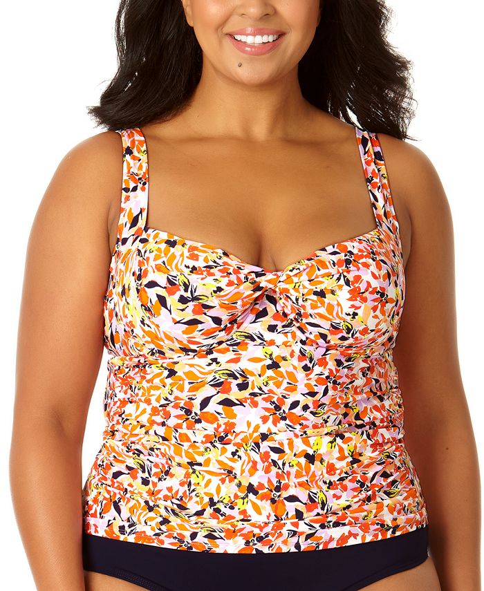 Anne Cole Plus Size V-Neck Twist-Front Tankini Top