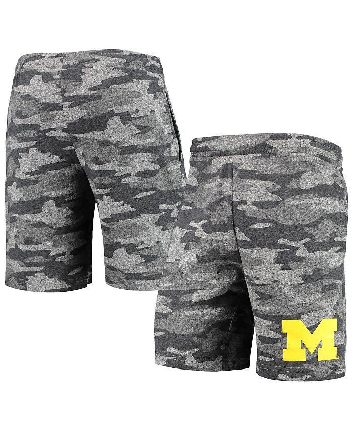 Concepts Sport Men's Charcoal and Gray Michigan Wolverines Camo Backup Terry Jam Lounge Shorts