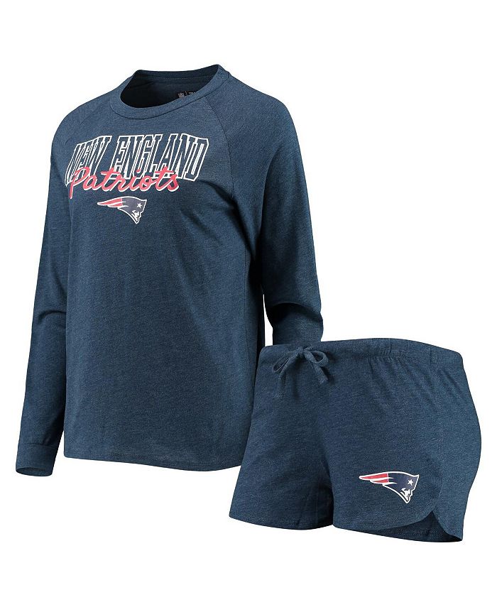 Concepts Sport Women's Navy New England Patriots Meter Knit Long Sleeve Raglan Top and Shorts Sleep Set