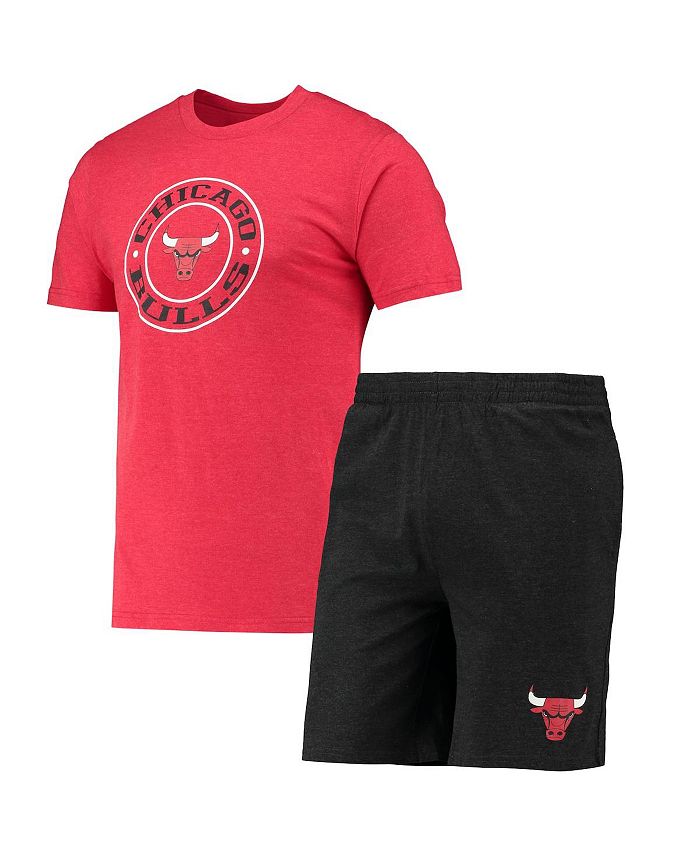 Concepts Sport Men's Black, Red Chicago Bulls T-shirt and Shorts Sleep Set