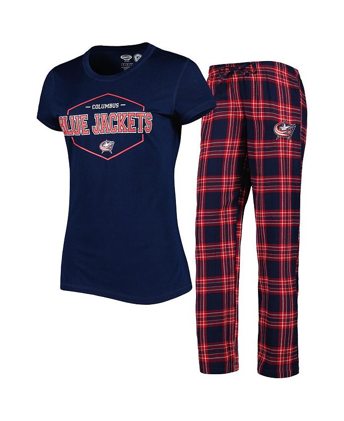 Concepts Sport Women's Navy, Red Columbus Blue Jackets Badge T-shirt and Pants Sleep Set