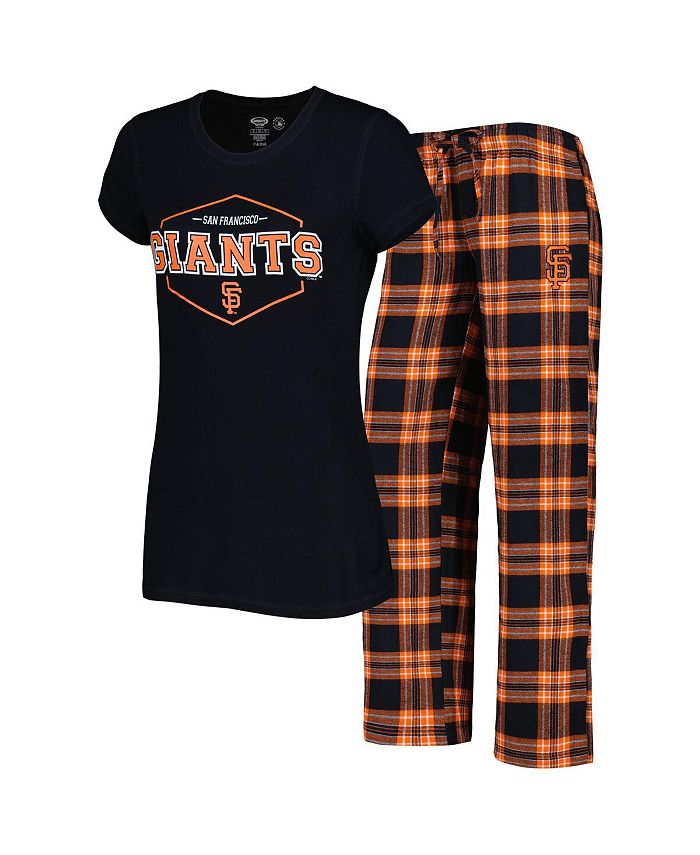 Concepts Sport Women's Black and Orange San Francisco Giants Badge T-shirt and Pajama Pants Sleep Set