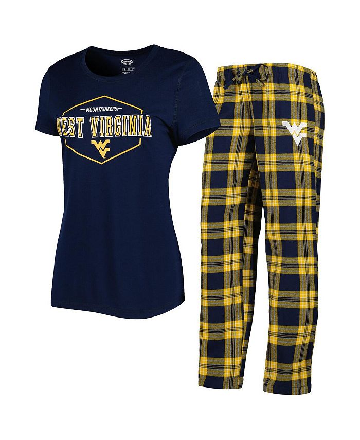 Concepts Sport Women's Navy, Gold West Virginia Mountaineers Badge T-shirt and Flannel Pants Sleep Set