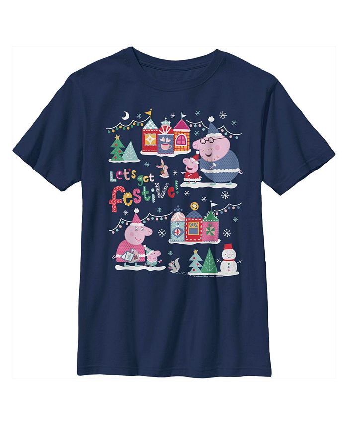 Hasbro Boy's Peppa Pig Christmas Let's Get Festive Child T-Shirt