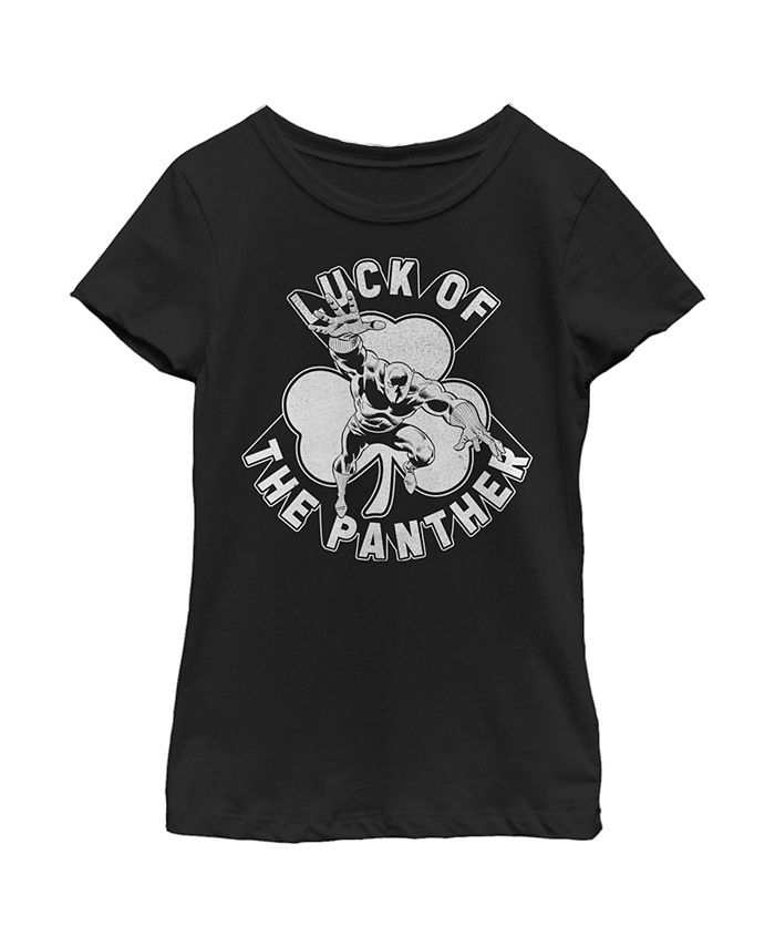 Marvel Girl's St. Patrick's Day Black Panther Luck of the Panther Child T-Shirt