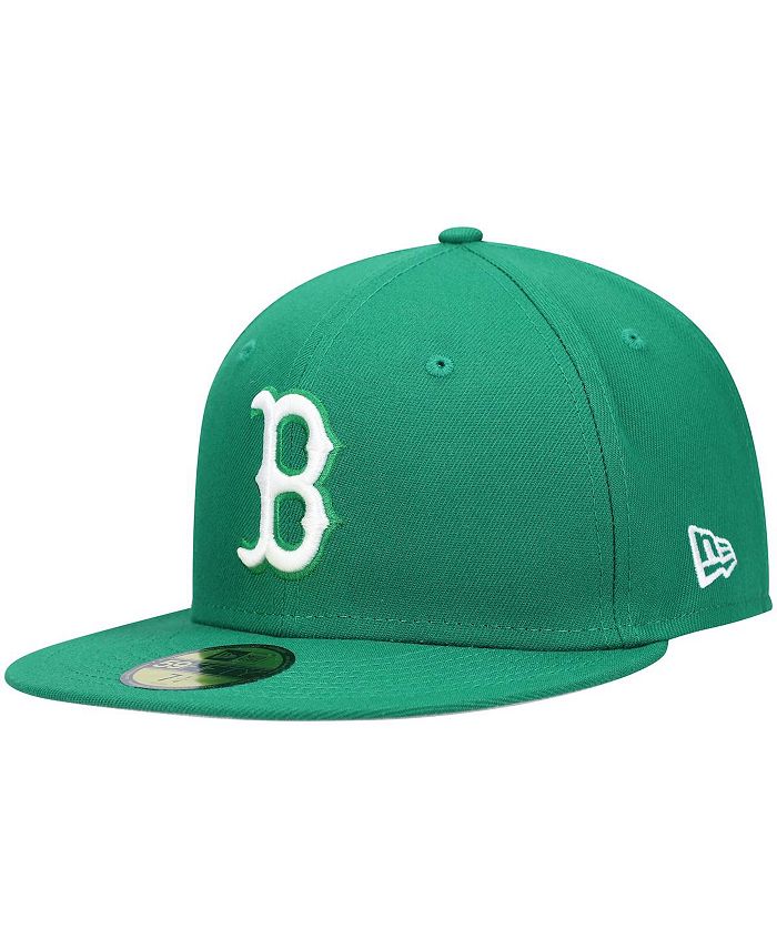 New Era Men's Green Boston Red Sox Logo White 59FIFTY Fitted Hat
