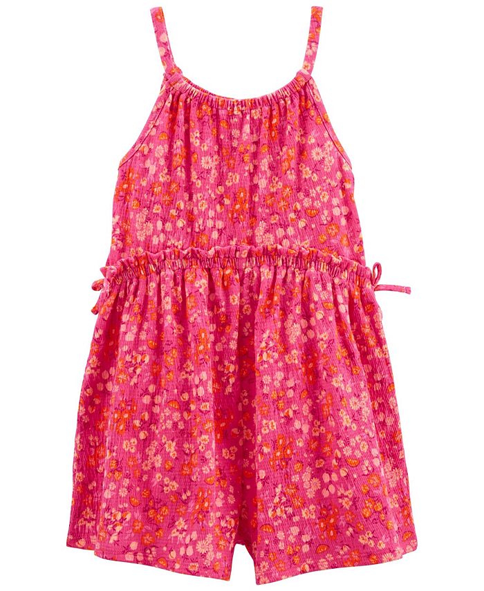 Carter's Little Girls Floral Crinkle Jersey Sleeveless Romper