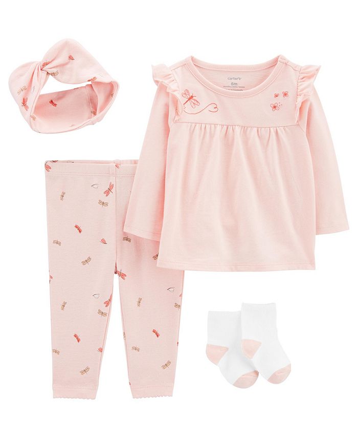 Carter's Baby Girls Top, Leggings, Socks and Headband, 4 Piece Set