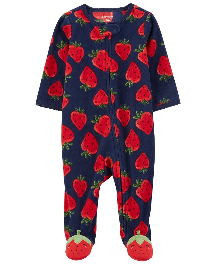 Carter's Baby Girls Strawberry Zip Up Fleece Sleep and Play