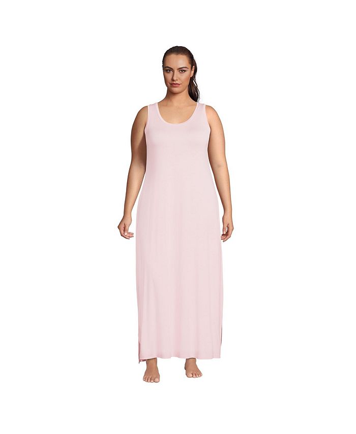 Lands' End Women's Plus Size Sleeveless Cooling Long Nightgown