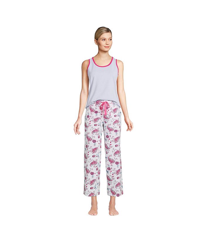 Lands' End Women's Knit Pajama Set Tank and Crop Pants