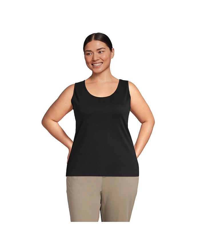 Lands' End Women's Plus Size Cotton Interlock Tank 3 Pack