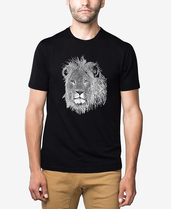 LA Pop Art Men's Premium Blend Word Art Lion T-shirt