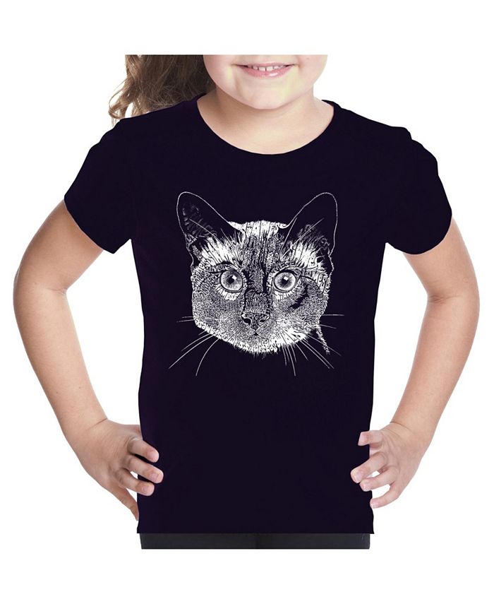 LA Pop Art Big Girl's Word Art T-shirt - Siamese Cat