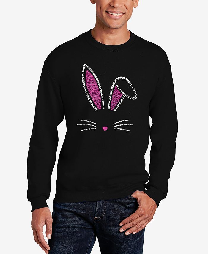 LA Pop Art Men's Word Art Crewneck Bunny Ears Sweatshirt