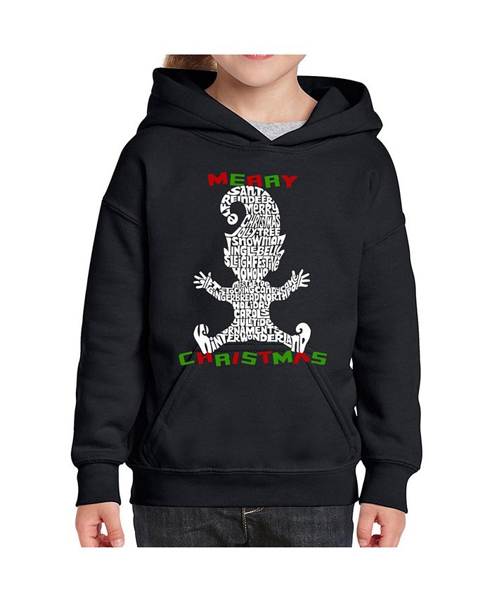 LA Pop Art Christmas Elf - Child Girl's Word Art Hooded Sweatshirt