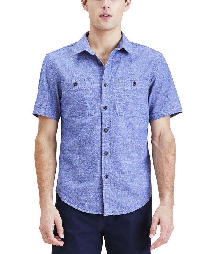 Dockers Men's Woven Utility Acid Wash Short-Sleeve Shirt