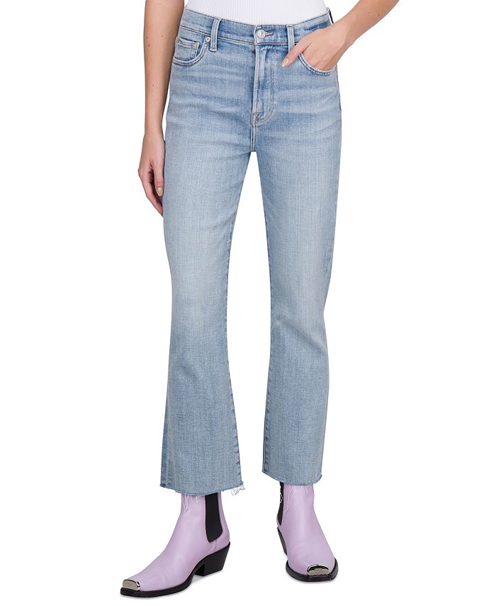7 For All Mankind Women's Slim Kick Raw-Hem Flare Jeans