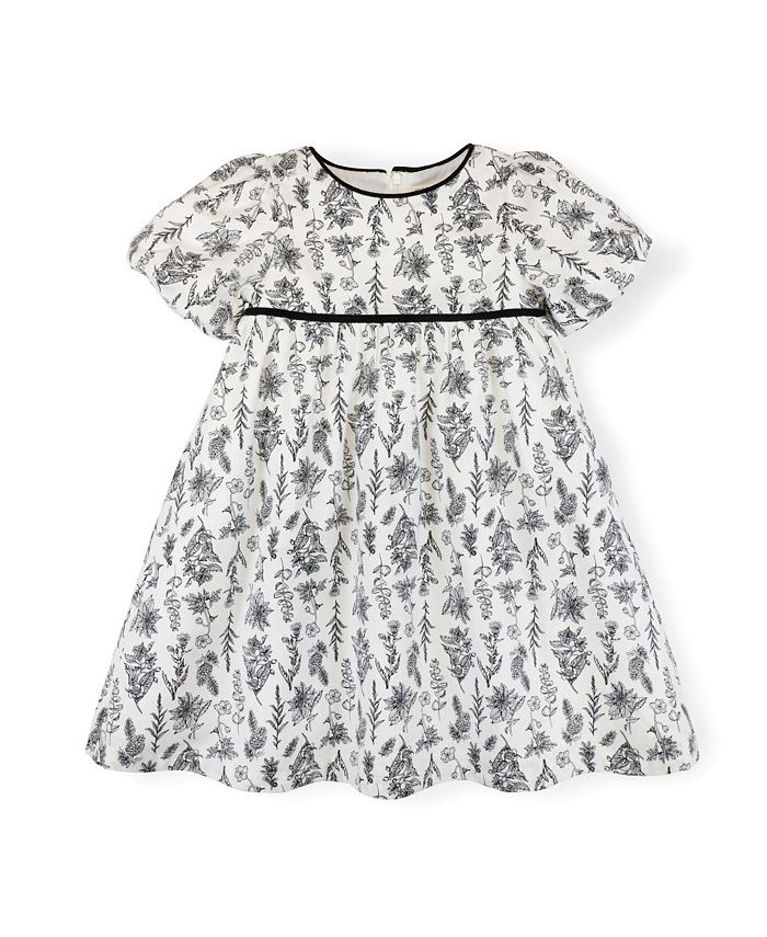 Hope & Henry Hope Henry Girls' Short Puff Sleeve Party Dress with Piping, Kids