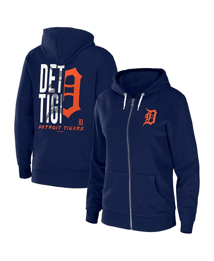 WEAR by Erin Andrews Women's Navy Detroit Tigers Sponge Fleece Full-Zip Hoodie