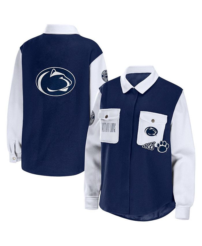 WEAR by Erin Andrews Women's Navy Penn State Nittany Lions Button-Up Shirt Jacket