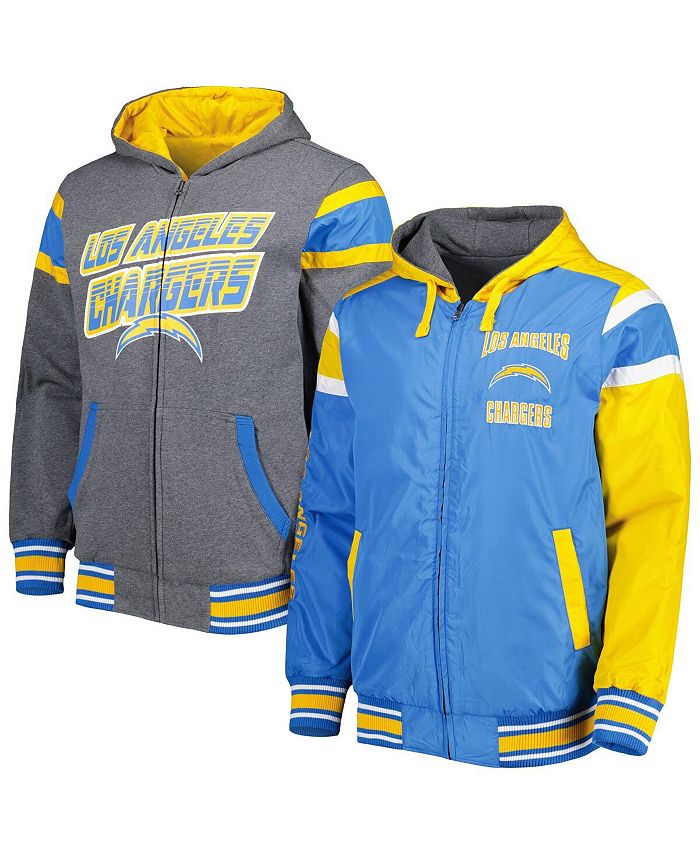 G-III Sports by Carl Banks Men's Powder Blue, Gray Los Angeles Chargers Extreme Full Back Reversible Hoodie Full-Zip Jacket