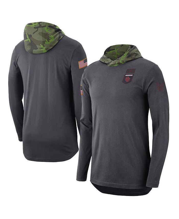 Jordan Men's Brand Anthracite Oklahoma Sooners Military-Inspired Long Sleeve Hoodie T-shirt