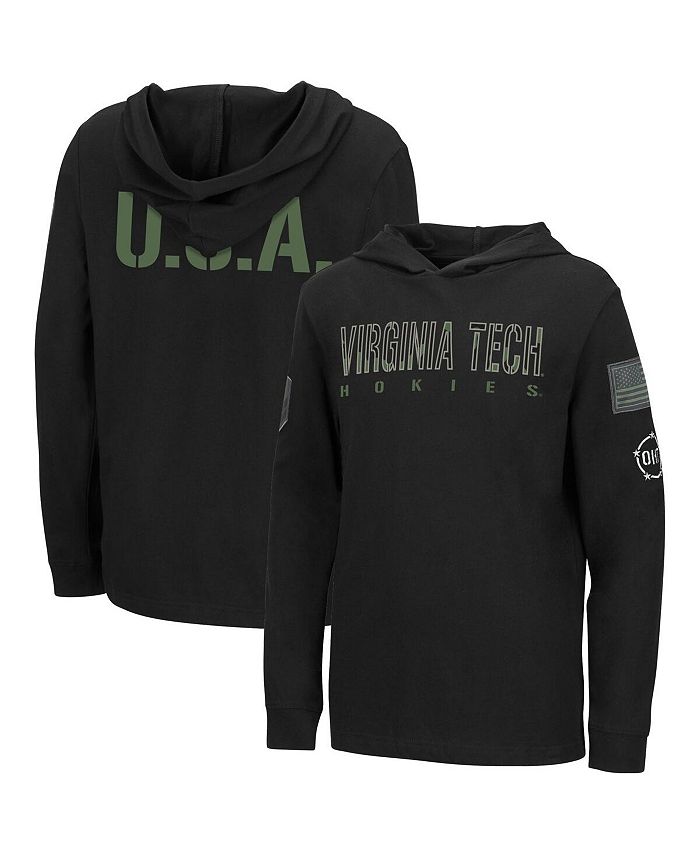 Colosseum Big Boys Black Virginia Tech Hokies OHT Military-Inspired Appreciation Tango Long Sleeve Hoodie T-shirt